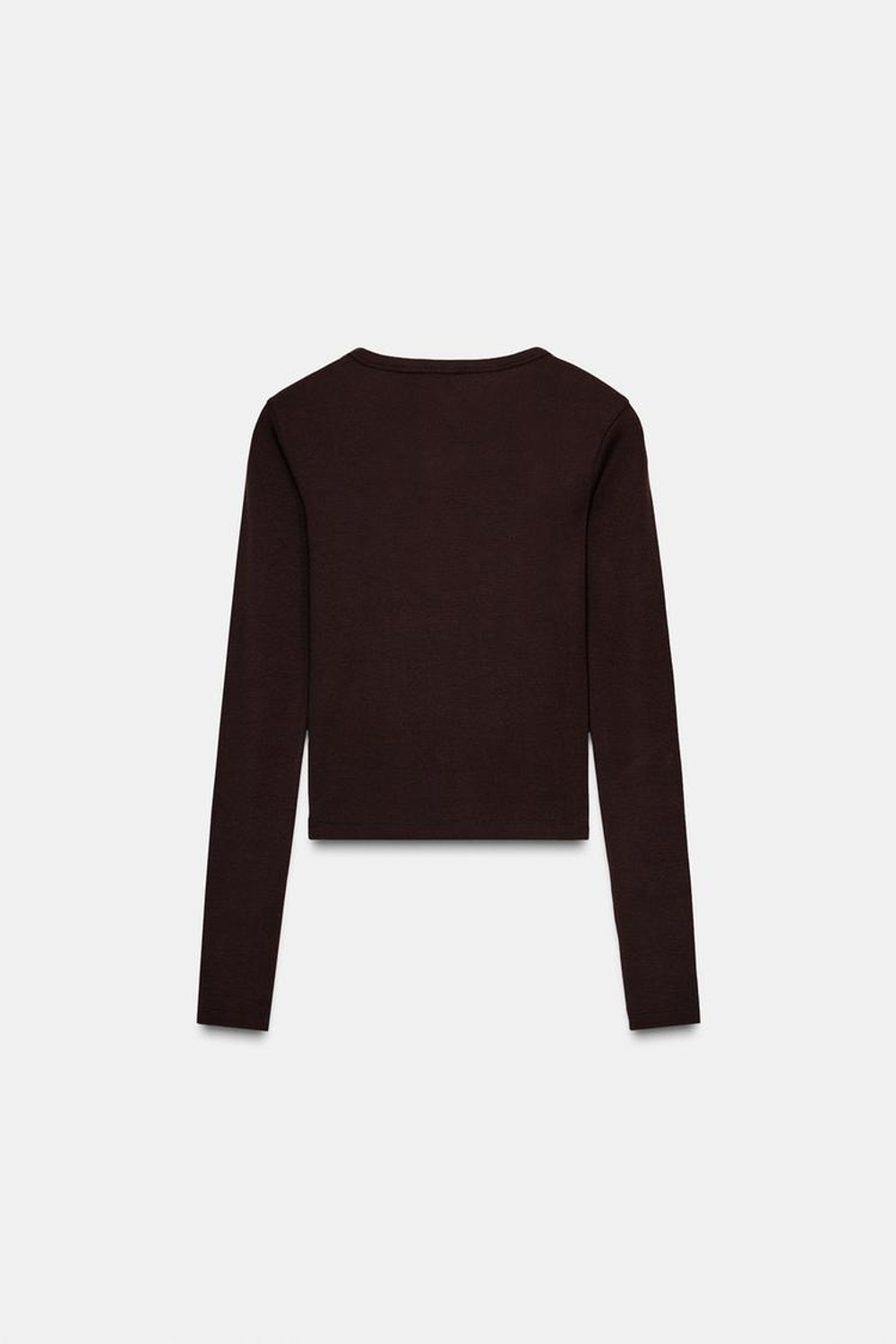 ZARA ФУТБОЛКА С ДЛИННЫМИ РУКАВАМИ, КОРИЧНЕВЫЙ