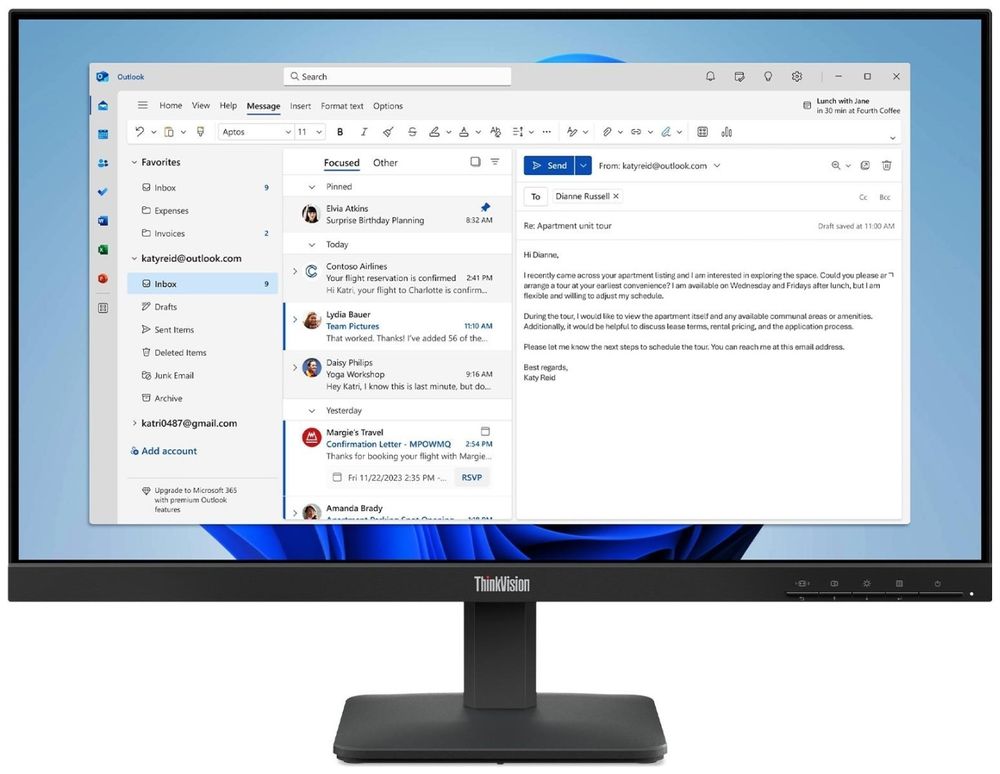 Монитор 23.8" Lenovo 64B5KAT1EU черный Монитор 23.8" Lenovo 64B5KAT1EU черный