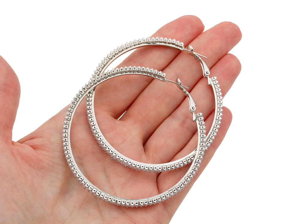 Серьги-Кольца со стразами, 64мм