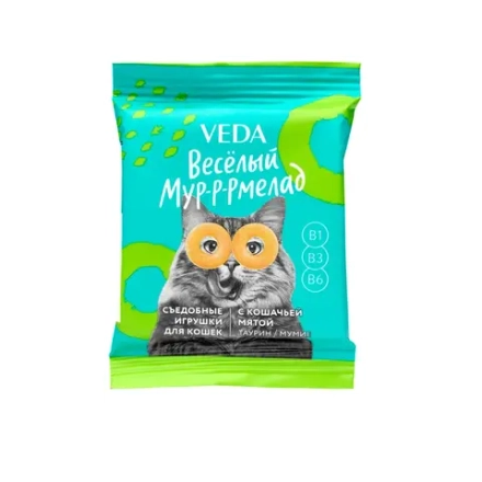Лакомство для кошек Весёлый Мур-р-рмелад игрушки съедобные с кошачей мятой, 6г