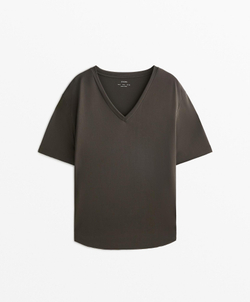 Oysho Футболка с коротким рукавом, антрацитовый