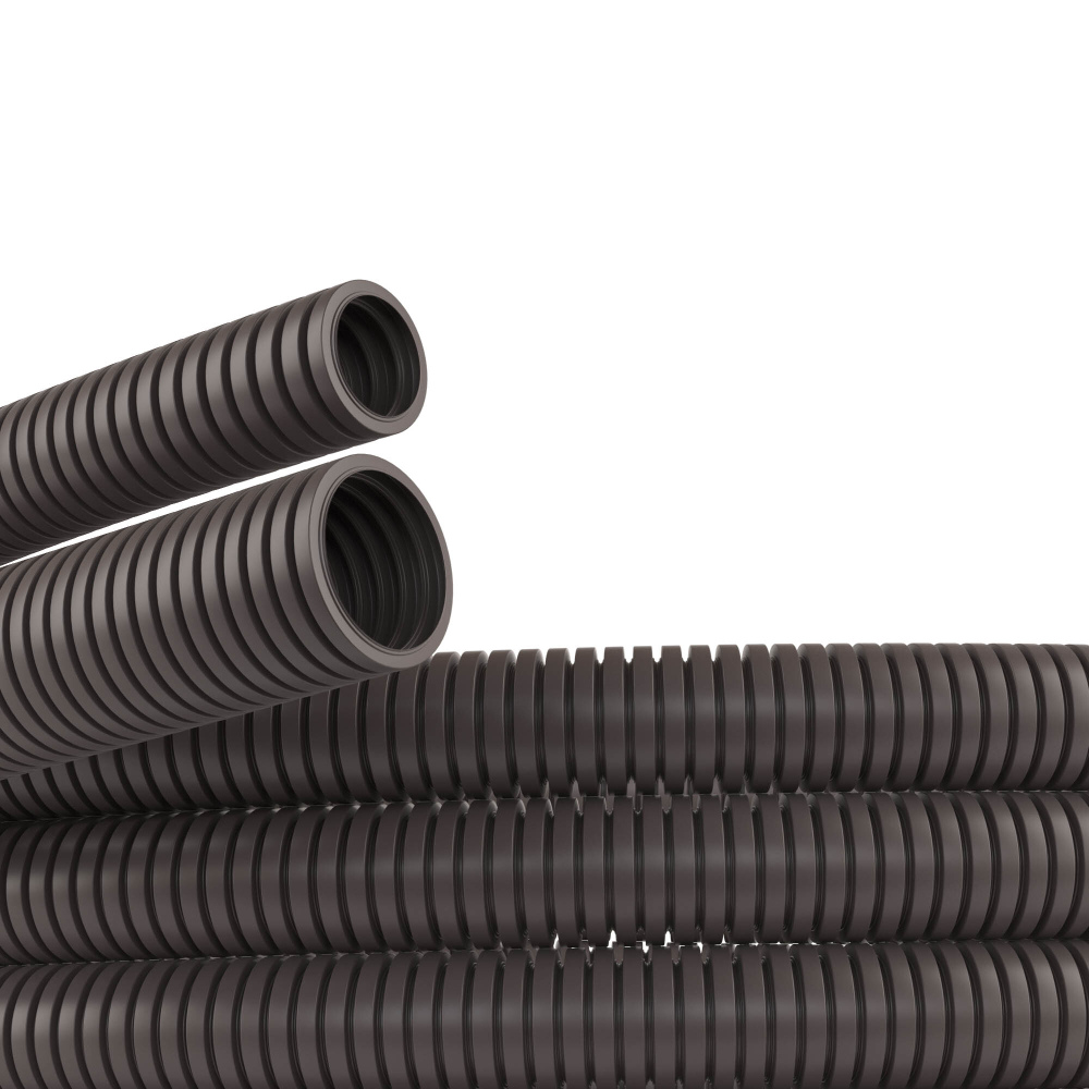 Труба ПА 6 гибкая гофр. д.40мм, ПВ-0, без протяжки, 20м, цвет тёмно-серый