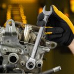 Ключ комбинированный трещоточный, 19 мм, CrV, матовый хром Denzel