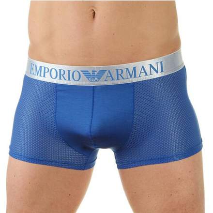 Мужские трусы боксеры синие Emporio Armani в сетку