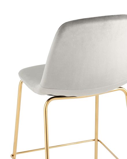 Стул полубарный Валенсия SN, велюр серый, золотые ножки 2 шт