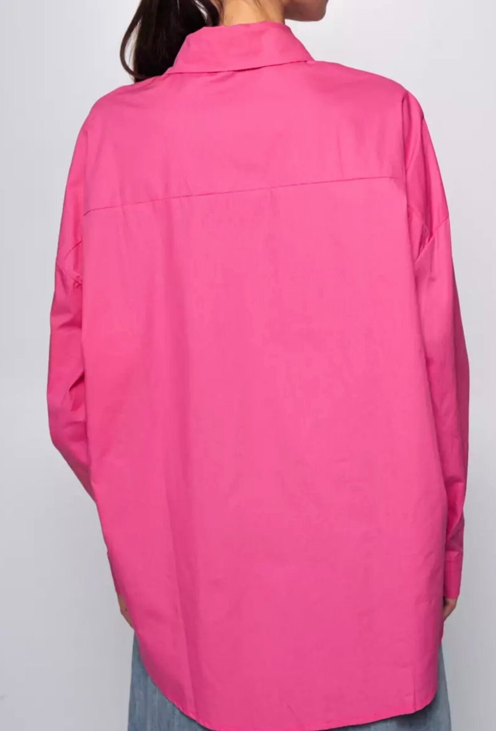 Рубашка женская, темно-розового цвета, оверсайз, хлопок 100%