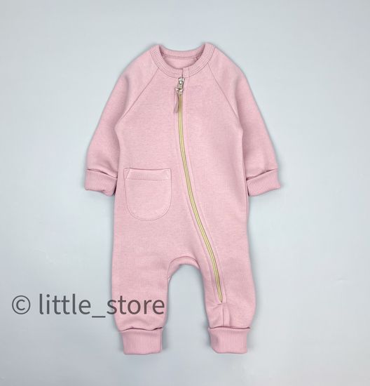 Комбинезон из футера с начесом "Simple" Пудра, без капюшона