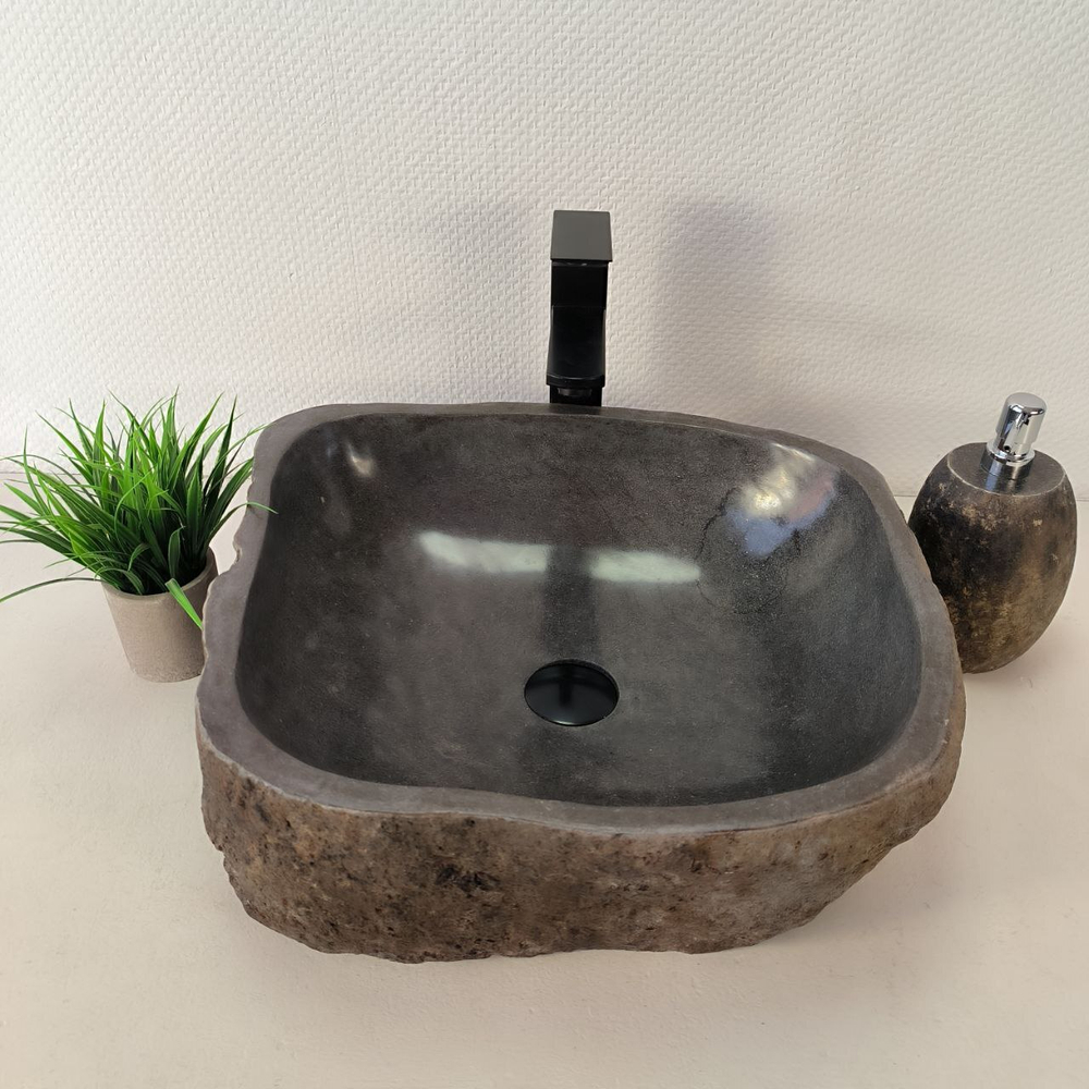 Раковина из речного камня RS-66089 46х43х15 из натурального камня