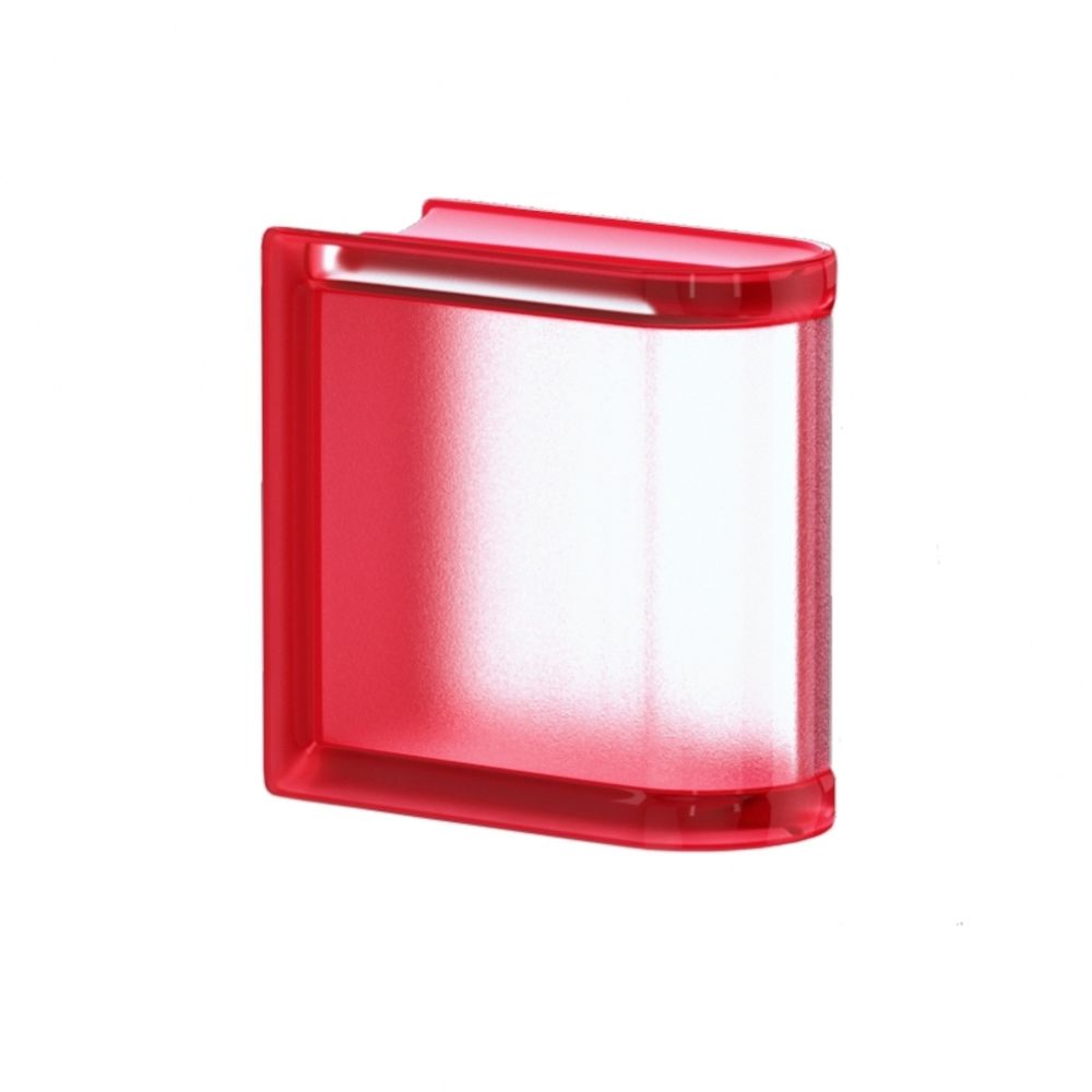 Торцевой  стеклоблок  красный Mini Classic 14.6x14.6x8 см.