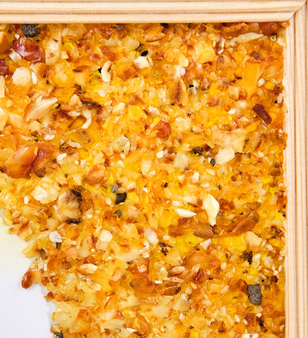 AMB-51/57 Картина «Котенок с щенком» (с янтарной крошкой) дер.рамка 21х30