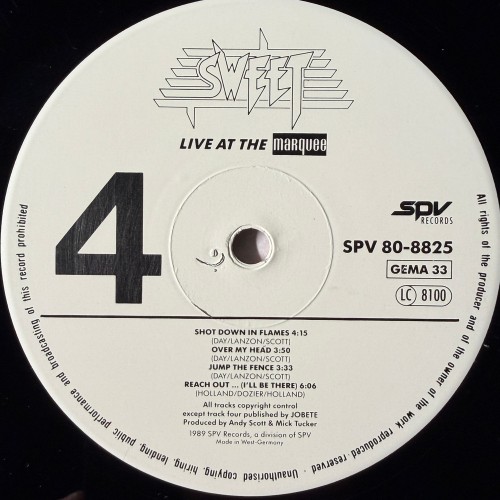 Sweet – Live At The Marquee 2LP (Германия 1989г.)