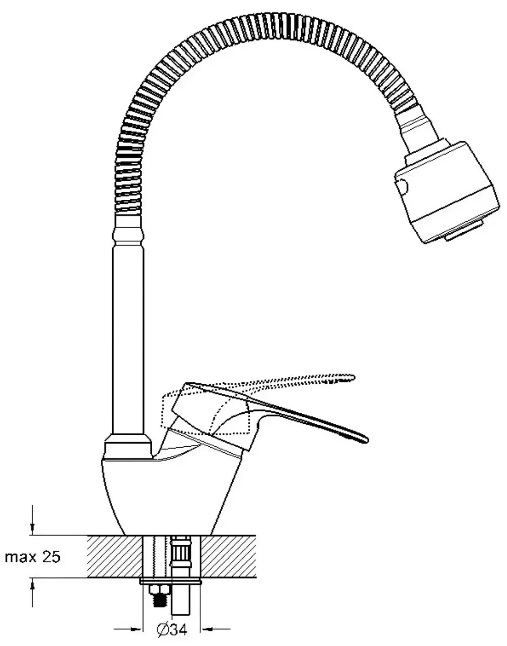 LOP4-B043 смеситель для кухни Ф40