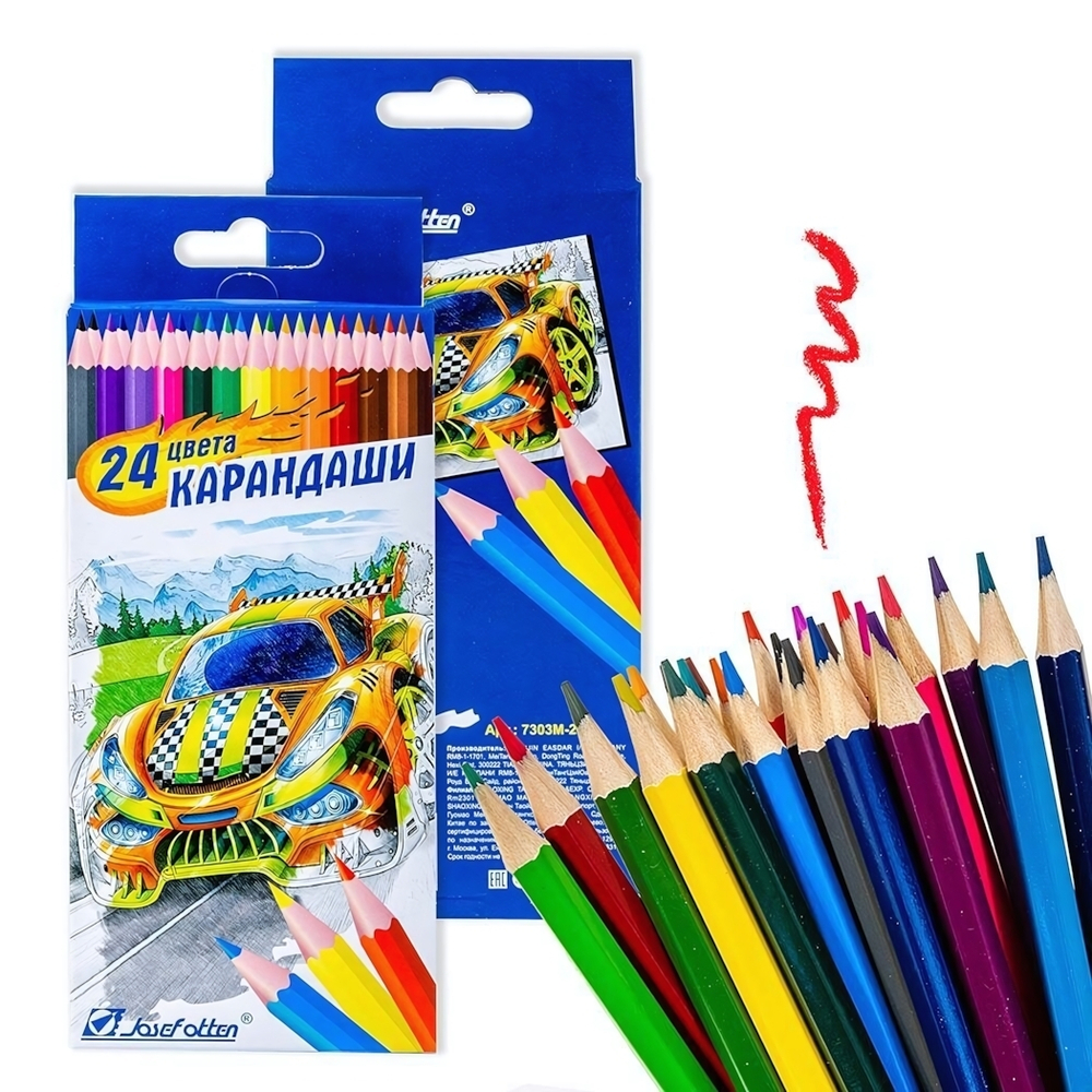 Карандаши 24цв. "Гонки" в коробке 7303М-24 (J.Otten)