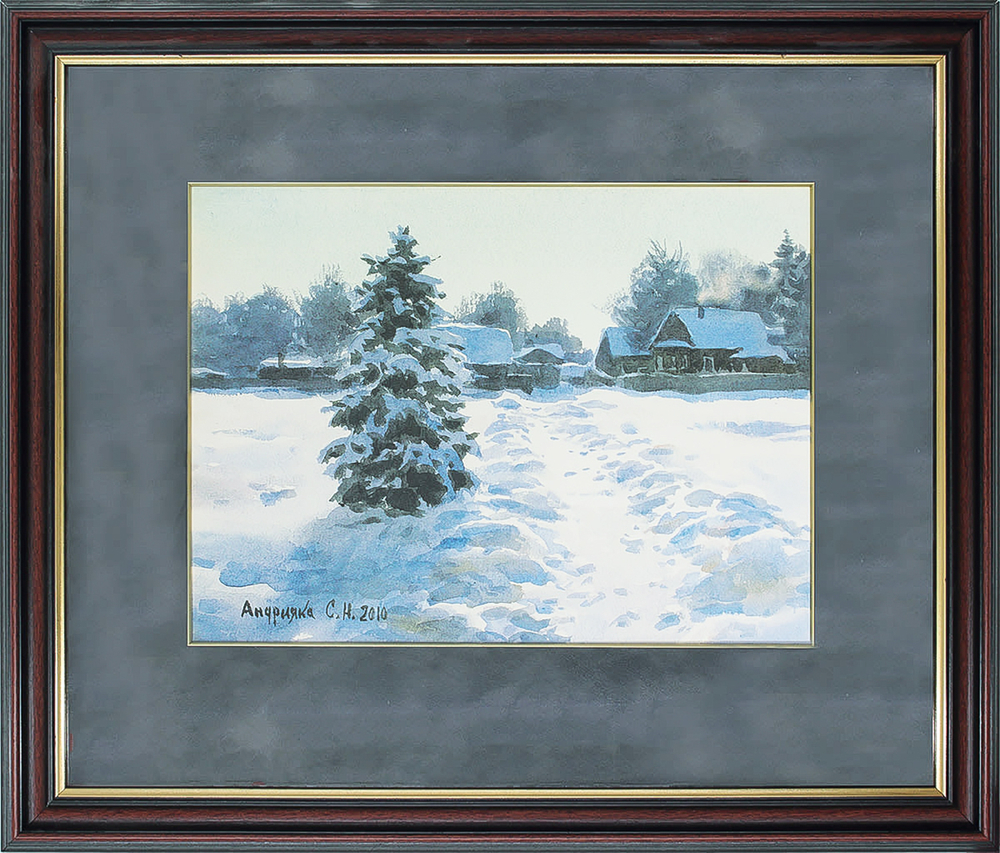 Андрияка Сергей Николаевич.Зима. 2010 г. Бумага, акварель. Размер в свету 25 × 34 см.