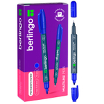 Маркер перманентный BERLINGO "Multiline PE55" двухсторонний, 0,5-1 мм, синий