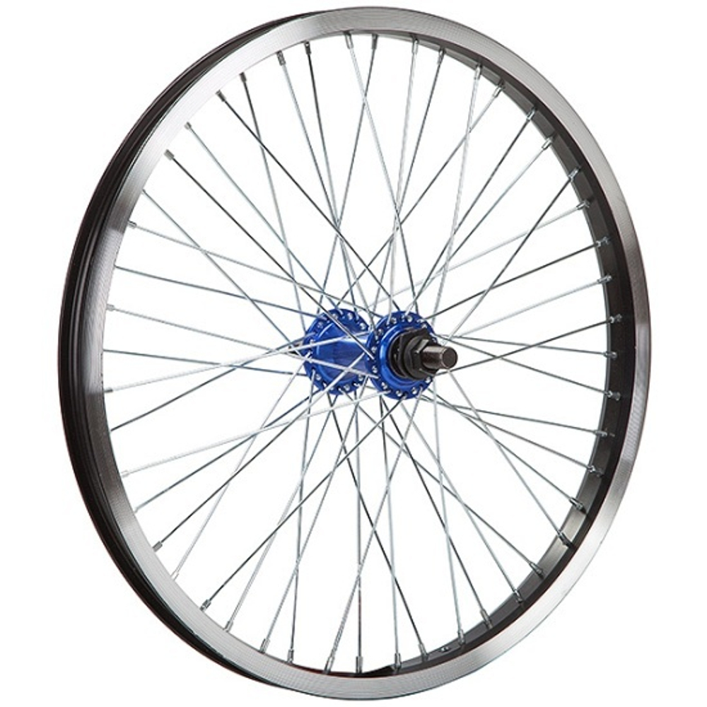 Колесо 20" переднее для BMX, двойной алюм.обод 48 отв, втулка SF-B17F аллюм., гайка 14мм ось, пром п