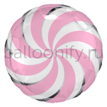 Фольгированная фигура, круг, Леденец розовый,18"/46СМ