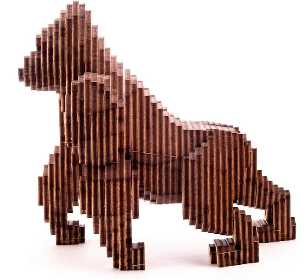 Деревянный конструктор UNIWOOD Горилла с набором карандашей