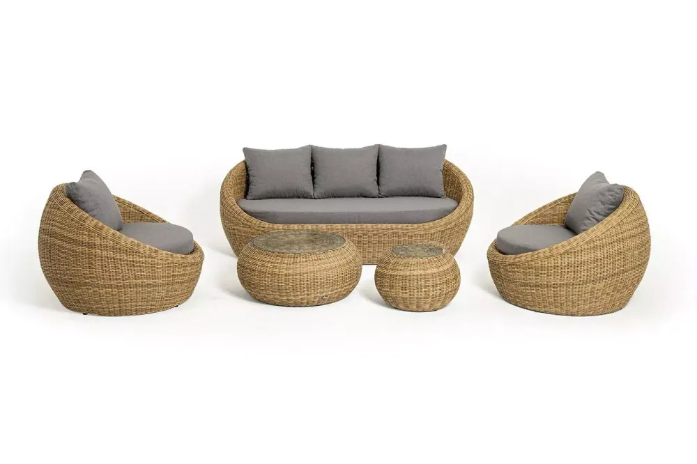 "Барселона" лаунж-зона из искусственного ротанга, цвет соломенный