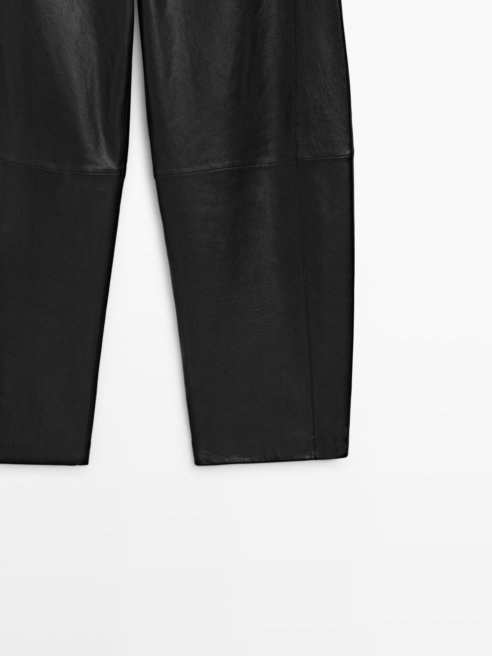 Massimo Dutti Брюки-баллоны из кожи наппа, черный