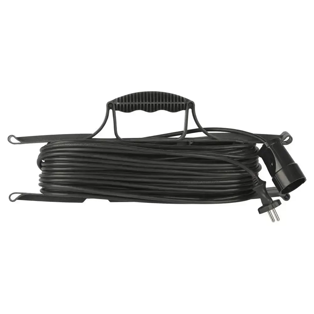 Удлинитель силовой на рамке Intro UF1300 30м без заземления 1 розетка ПВС 2x0.75мм, строительный садовый для газонокосилки и триммера