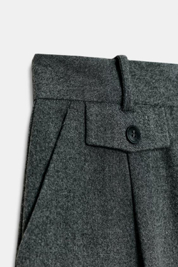 ZARA ПРЯМЫЕ БРЮКИ С ЗАЩИПАМИ, МЯГКИЙ СЕРЫЙ