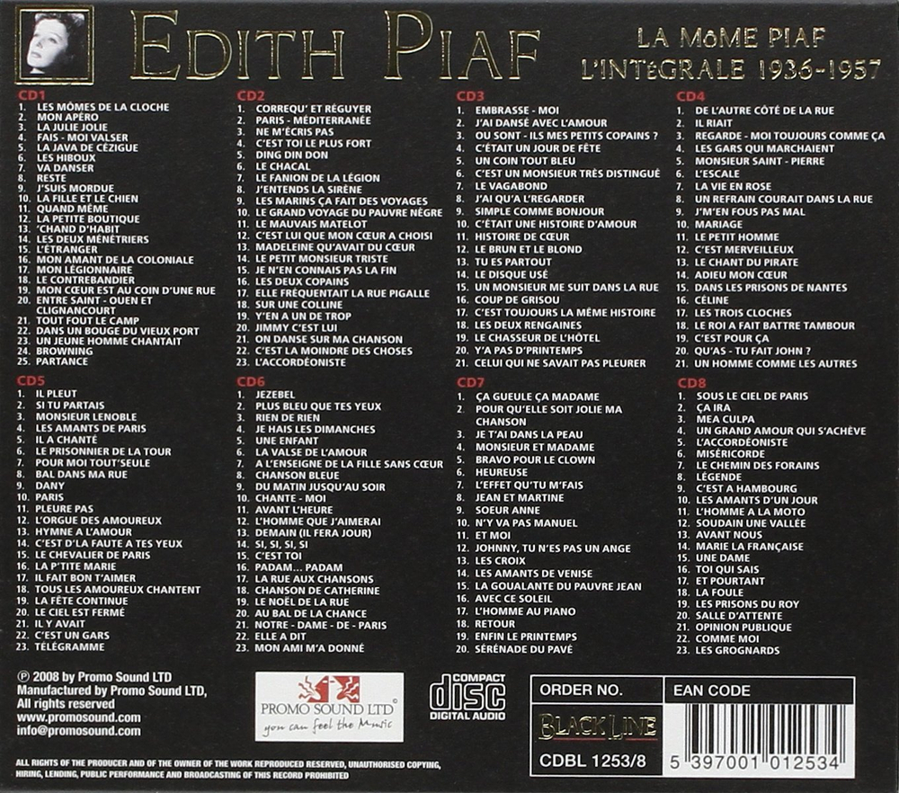 Edith Piaf / La Mome Piaf - L'Integrale 1936-1957 (8CD)