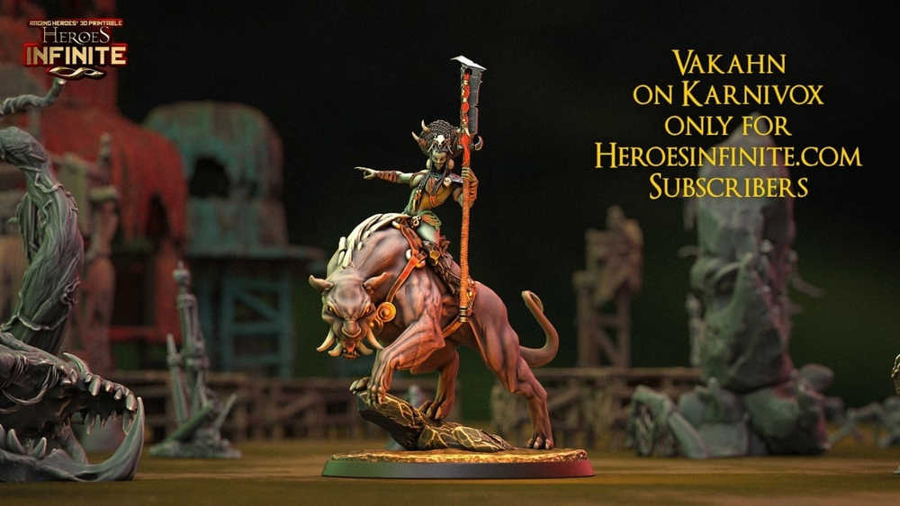 Orc Leader on beast/Vakahn on Karnivox