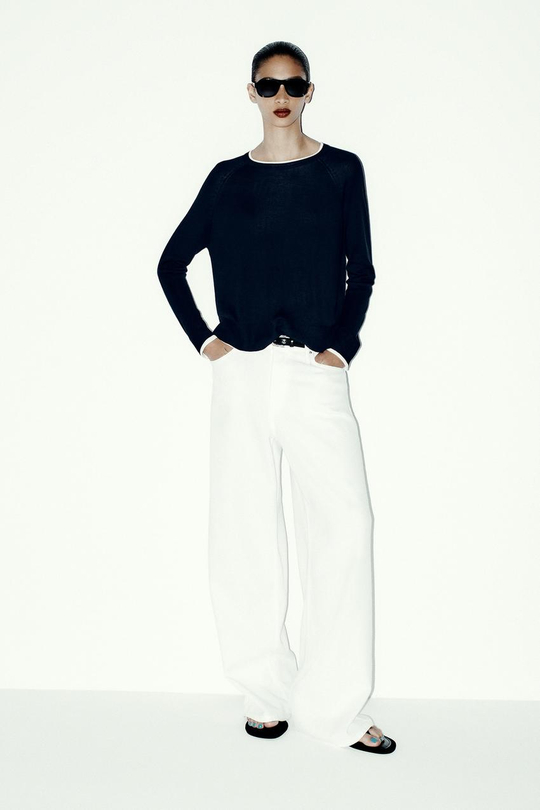 ZARA ТРИКОТАЖНЫЙ ДЖЕМПЕР, МОРСКОЙ СИНИЙ