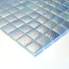 STP-GN003-L Natural Мозаичная плитка из стекла Steppa зеленая голубая с перламутром