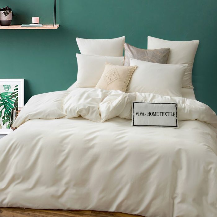 Комплект постельного белья на резинке Однотонный Сатин «Белоснежный уют»