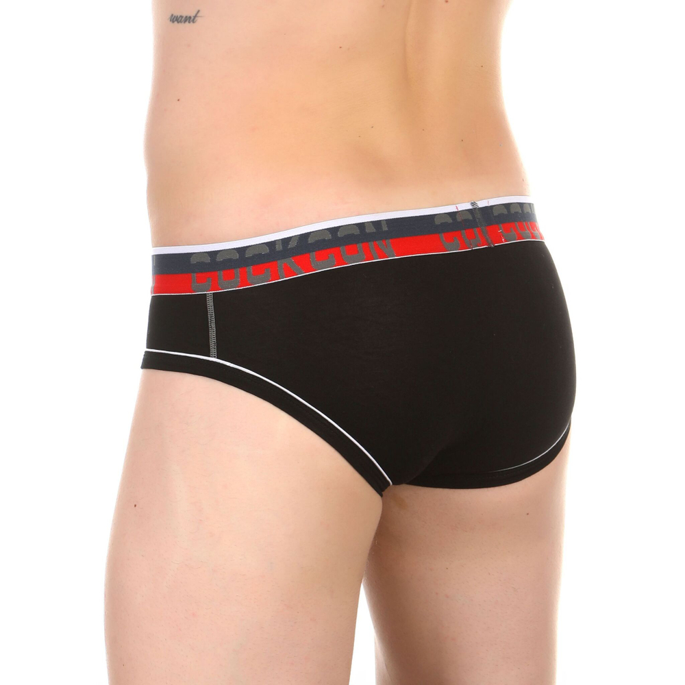 Черные мужские трусы-брифы с контрастной строчкой (Размер: L) (Цвет: черный)