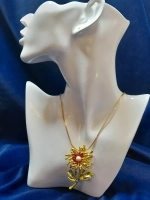 Брошь кулон "Георгин желтый"