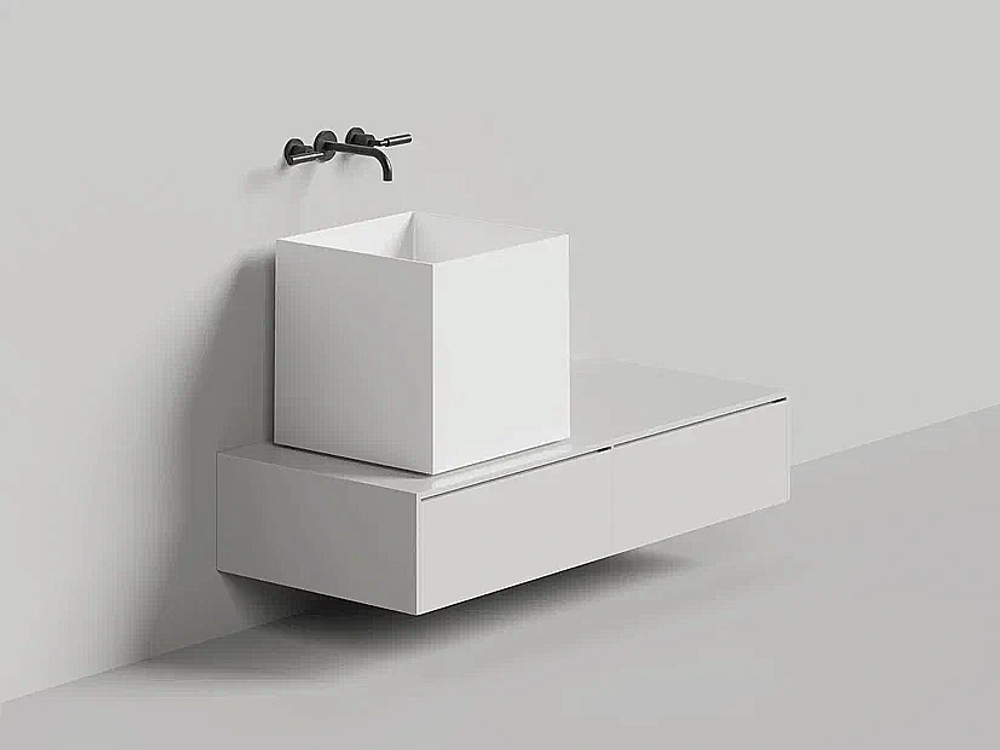 Раковина накладная Salini ARMONIA SQUARE 03 S-Sense 130513G 45 белая