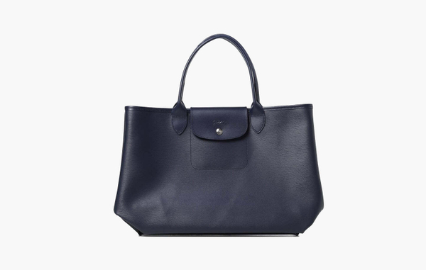longchamp Le Pliage City Leather L Handbag "Navy"