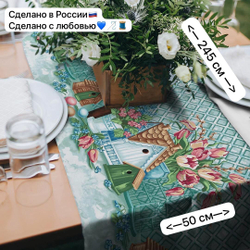 Скатерть на стол новогодняя (50*50см)-салфетка-дорожка "Еловая гирлянда" LAV ANNA LUKOSHINA