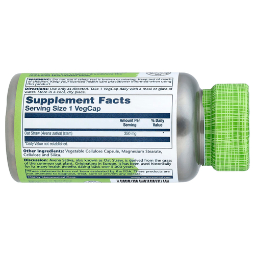 Solaray, True Herbs, овсянка (Avena sativa), 350 мг, 100 растительных капсул