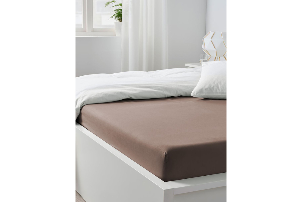 Простынь GoodNight Сатин 200х200х20 Шоколад на резинке