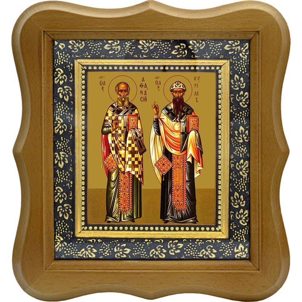 Афанасий и Кирилл Александрийские. Икона на холсте.