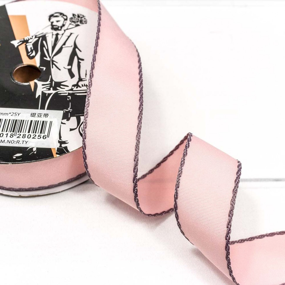 Лента Полиэстер 2,8см х 28м с каймой (Розовый)