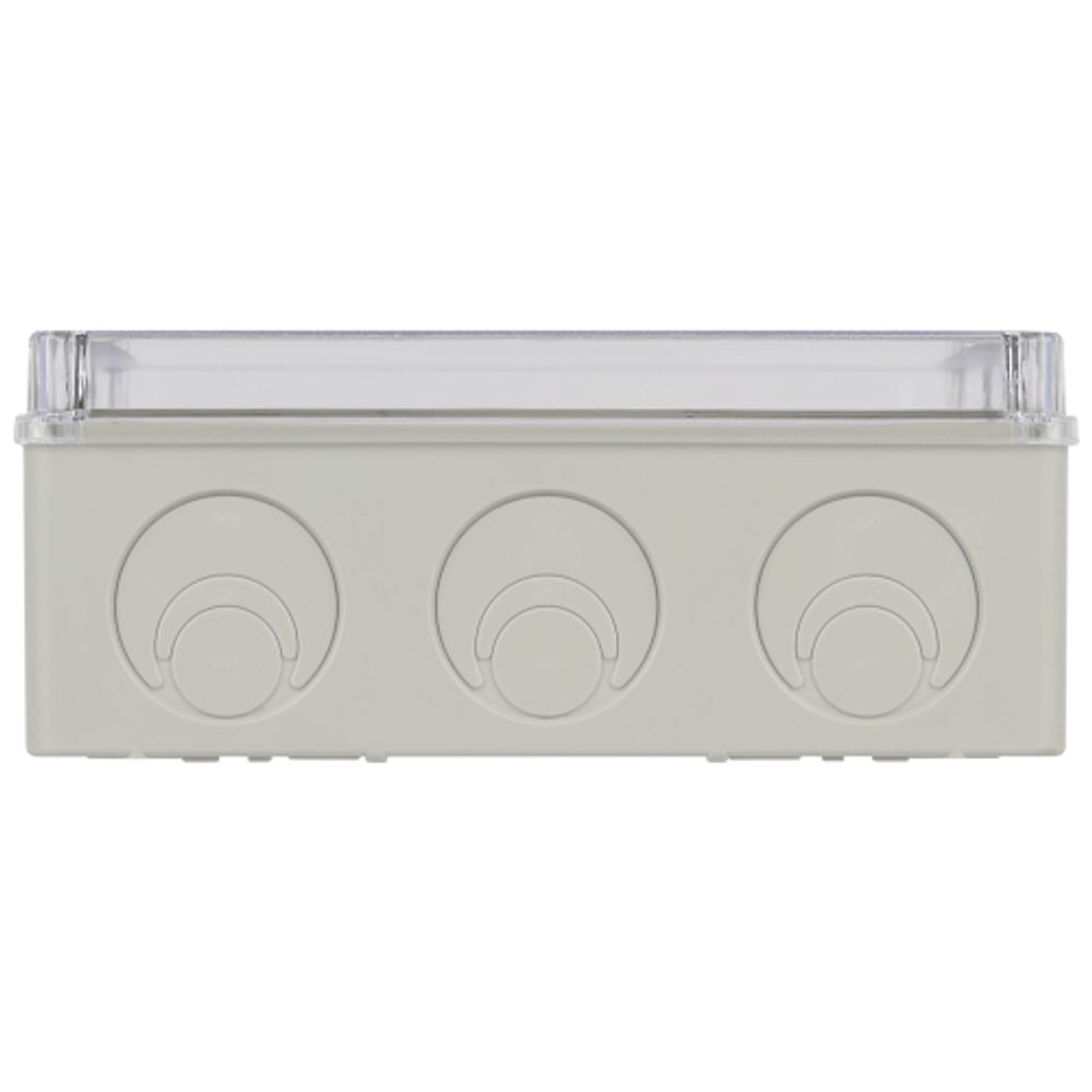 Распаячная коробка ЭРА KORvpk-240-195-90-44 ОП серая 240х195х90мм прозрачная крышка на винтах d25-3шт d32-2шт IP44