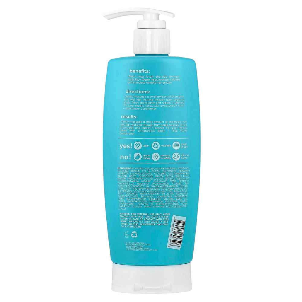 artnaturals, Укрепляющий шампунь с биотином и рисовой водой, для мужчин и женщин, Step 01, 473 мл (16 жидк. Унций)