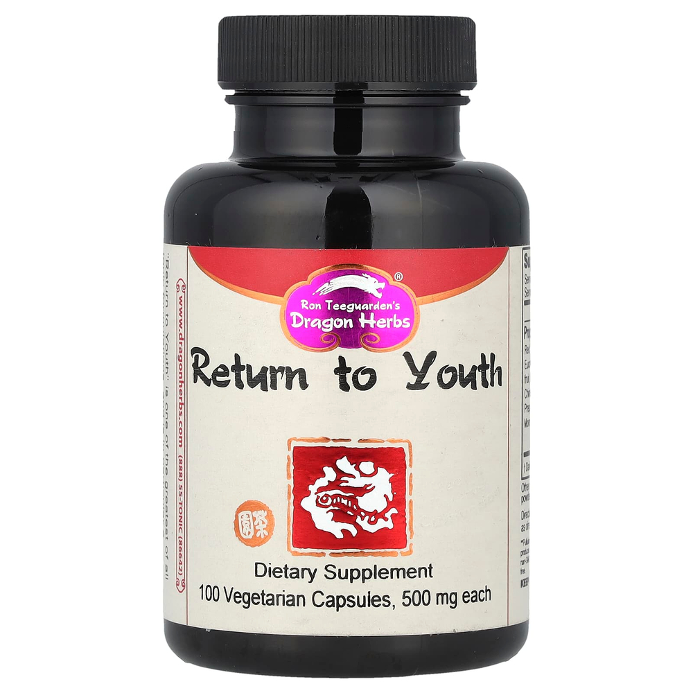 Dragon Herbs, сила молодости, 500 мг, 100 вегетарианских капсул