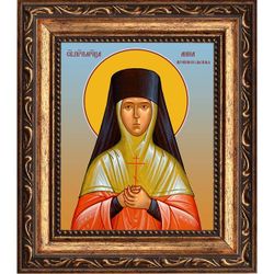 Анна Красносельская (Макандина), преподобномученица, послушница. Икона на холсте. В раме 10 х 12 см.