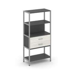 Shelf System Односекционный стеллаж четырехярусный с ящиками SN.STM-412 Антрацит/Дуб Наварра/Металл