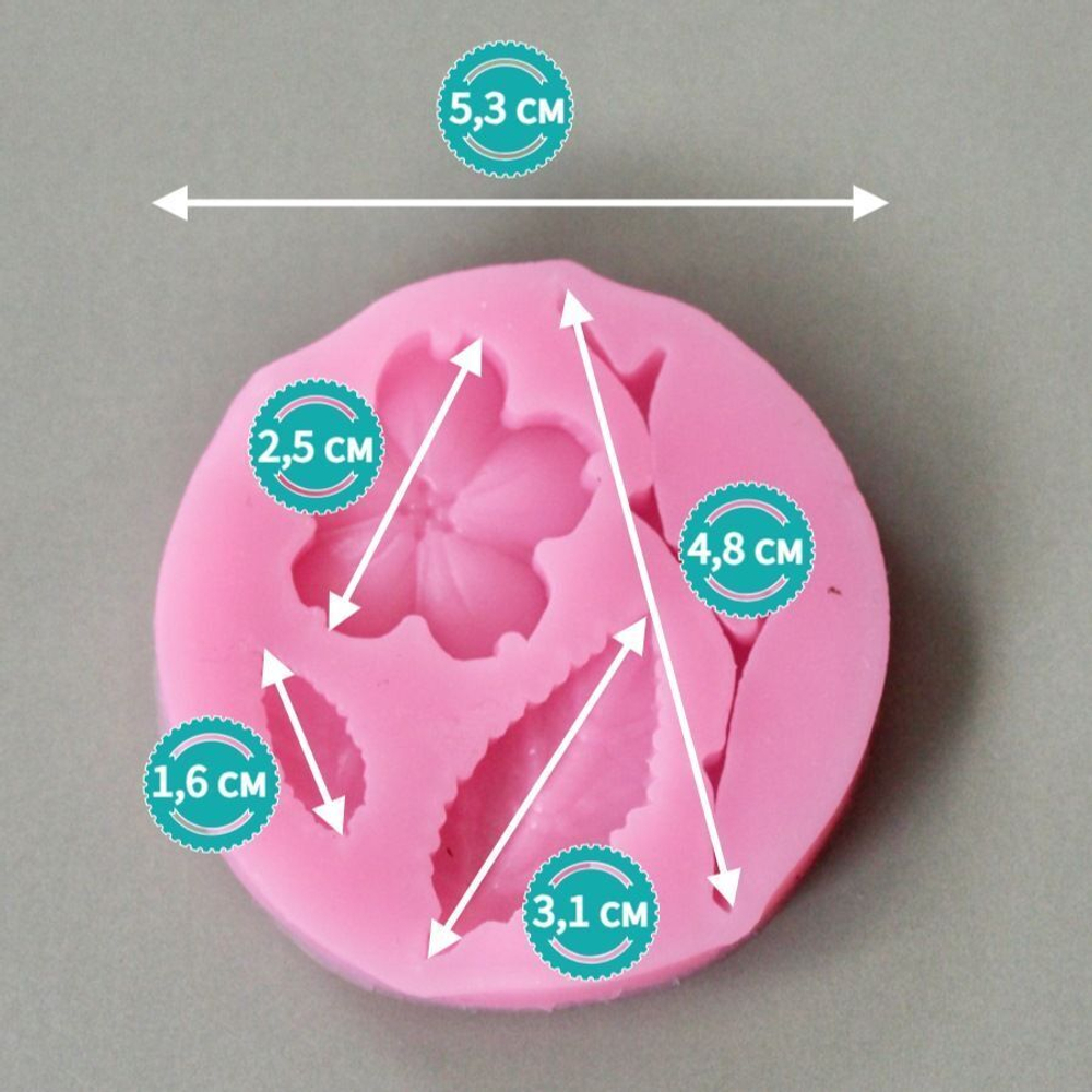 Молд силиконовый для творчества " Японский цветок, лист, веточка" 5 см / Форма для мыла, воска и полимерной глины