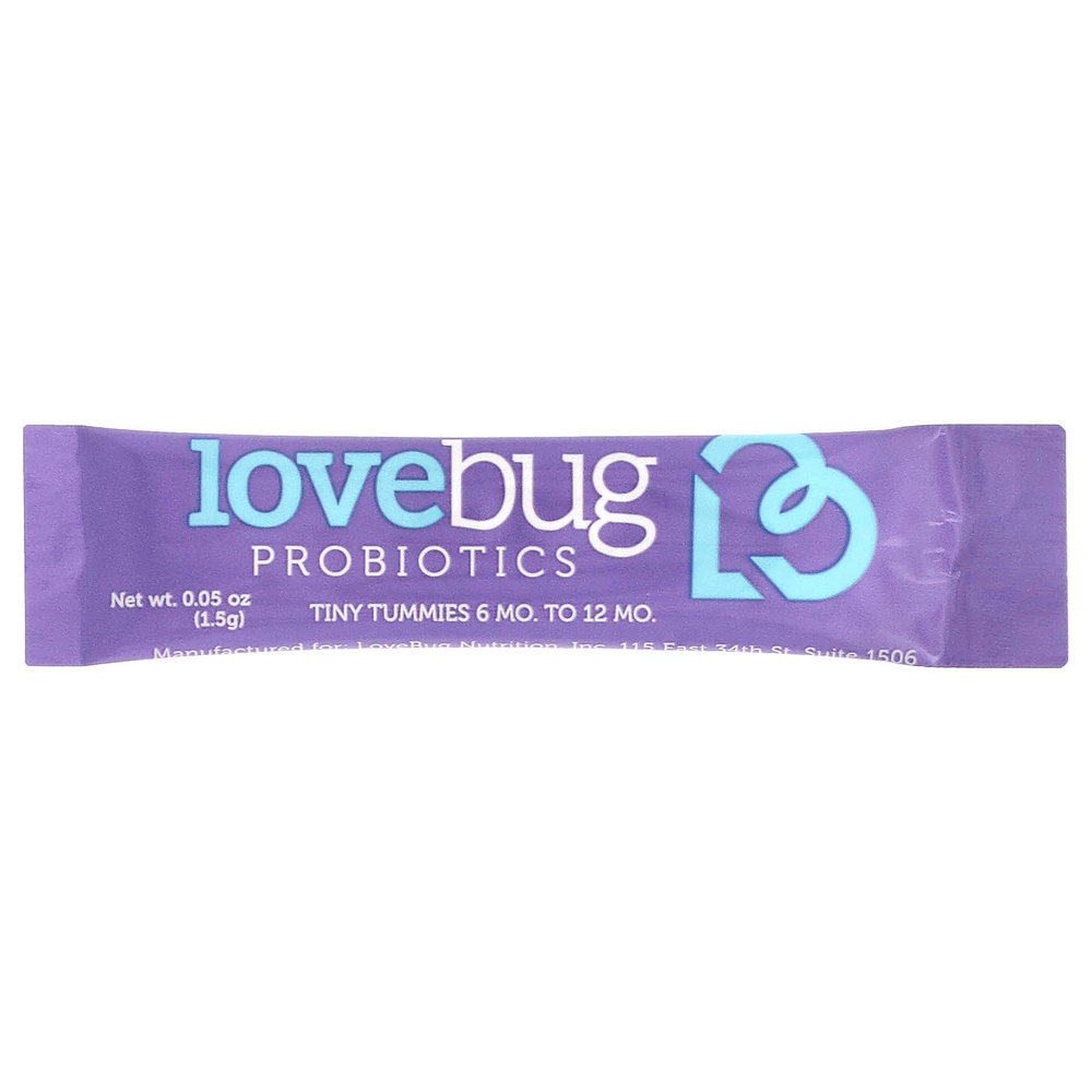LoveBug Probiotics, Детские пробиотики, для детей от 6 до 12 месяцев, 4 млрд КОЕ, 30 порционных пакетиков