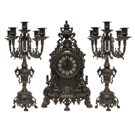 Alberti Livio Часы каминные и 2 канделябра Барокко на 5 свечей, под бронзу