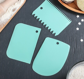 Набор шпателей кондитерских, 12х8 см, 3 предмета, цвет МИКС