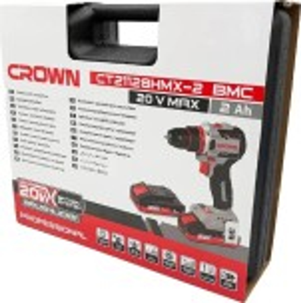 Дрель-шуруповерт аккумуляторная Crown CT21128HMX-2 BMC